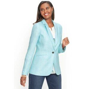 Talbots Plus Womens Blazer jacket size 16W Light Blue Linen New $189